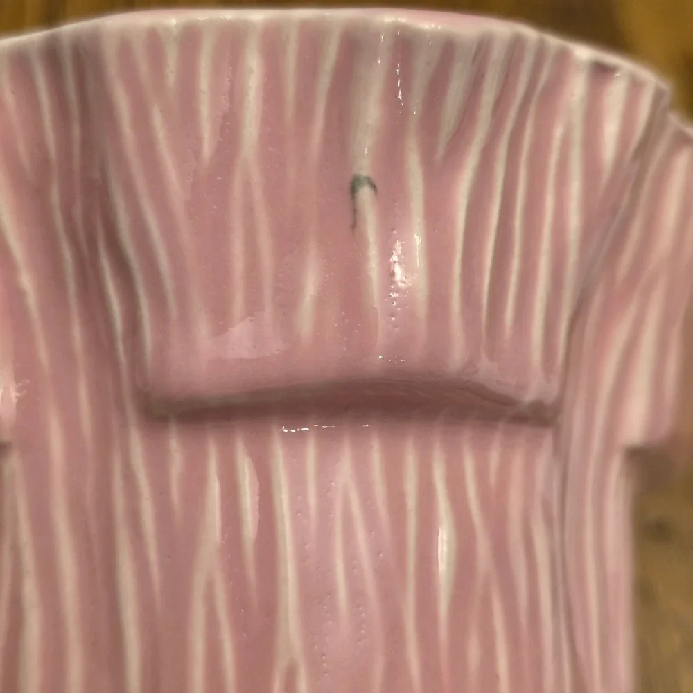 Vintage 1964 Miramar of California Pink Tree Bark Ruffled Bowl Planter 267 MCM